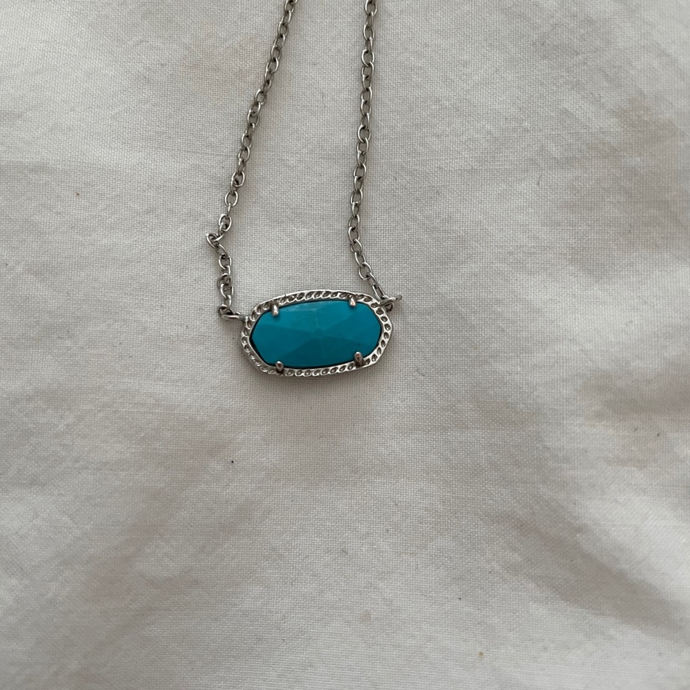 Kendra Scott Pendant Necklace in Silver and Teal